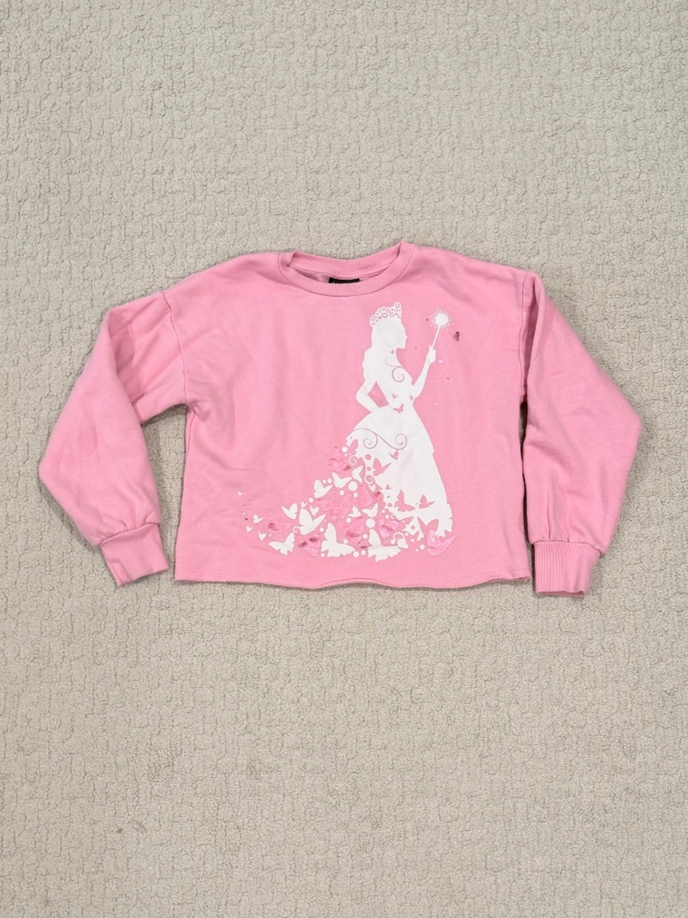 Kids Wicked Raw Hem Cropped Glinda Sweatshirt Size Medium (8 )